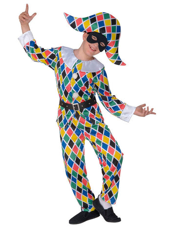 Costum Arlequin multicolor pentru copii