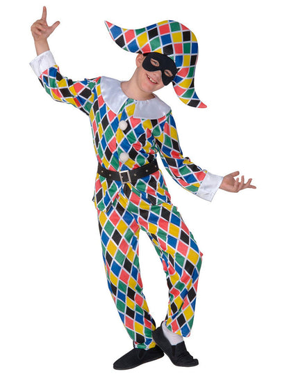 Costum Arlequin multicolor pentru copii