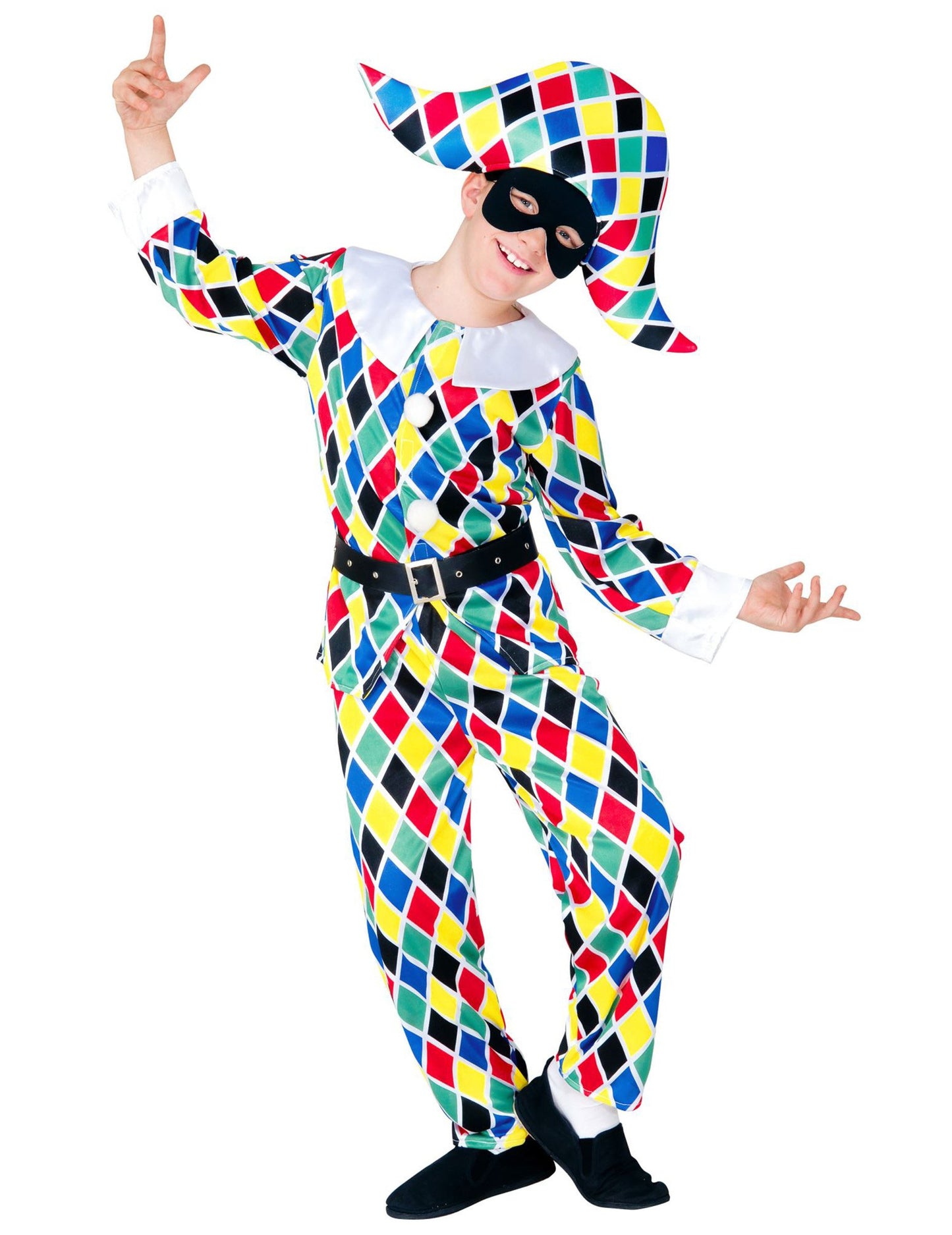 Costum Arlequin multicolor pentru copii