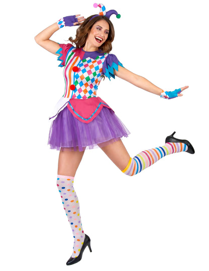 Costum de harlequin femeie pompos colorat