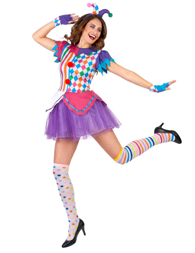 Costum de harlequin femeie pompos colorat