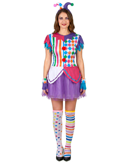Costum de harlequin femeie pompos colorat