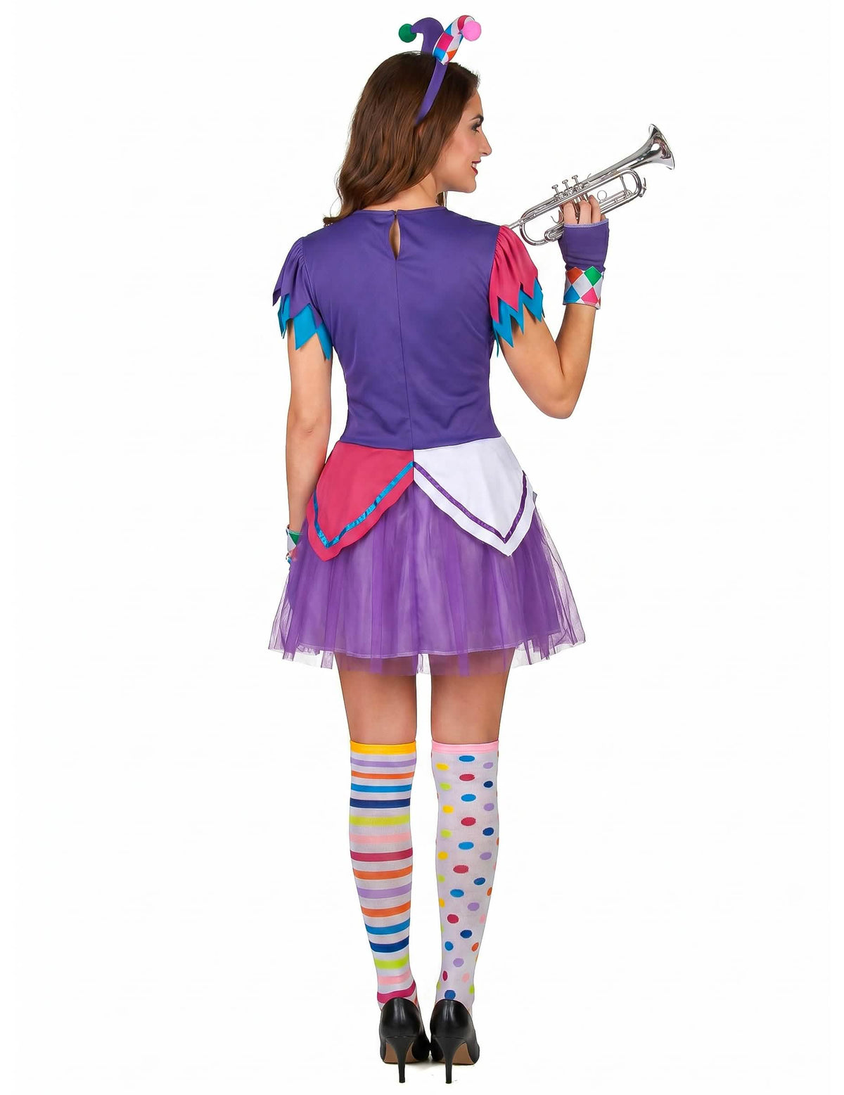 Costum de harlequin femeie pompos colorat