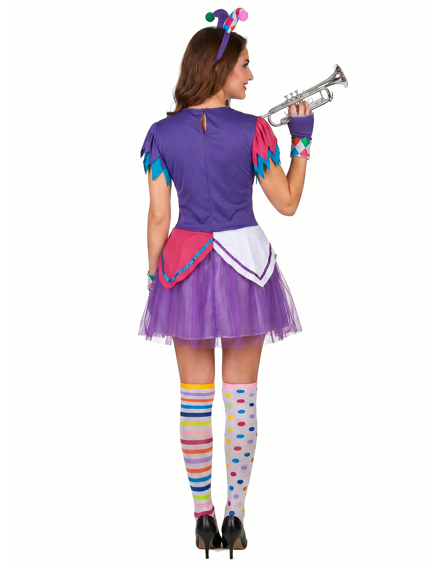 Costum de harlequin femeie pompos colorat