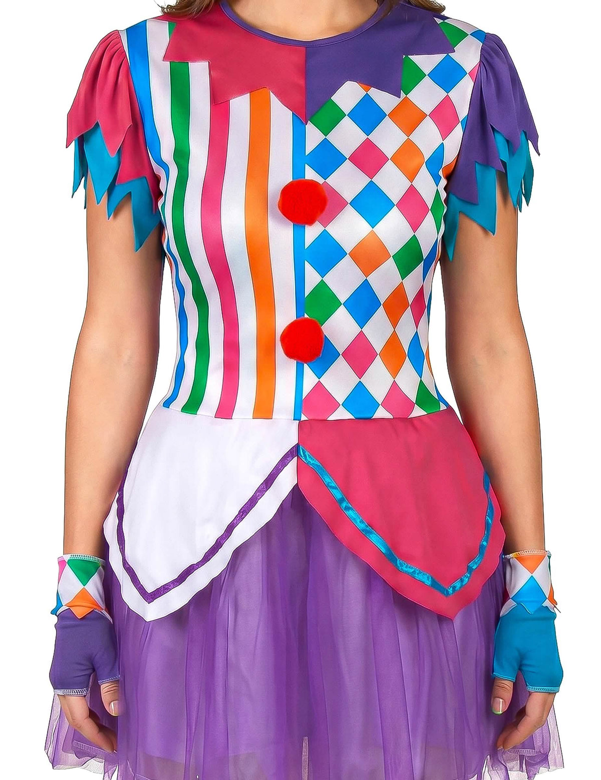 Costum de harlequin femeie pompos colorat