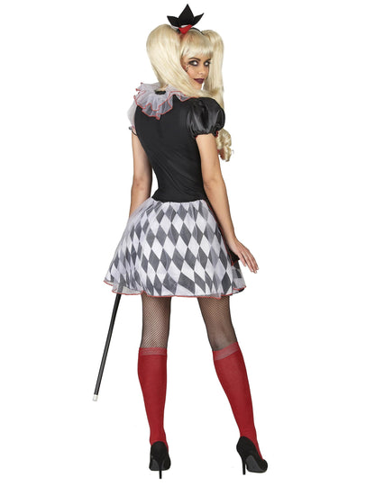 Vue de dos du déguisement arlequin pour femme