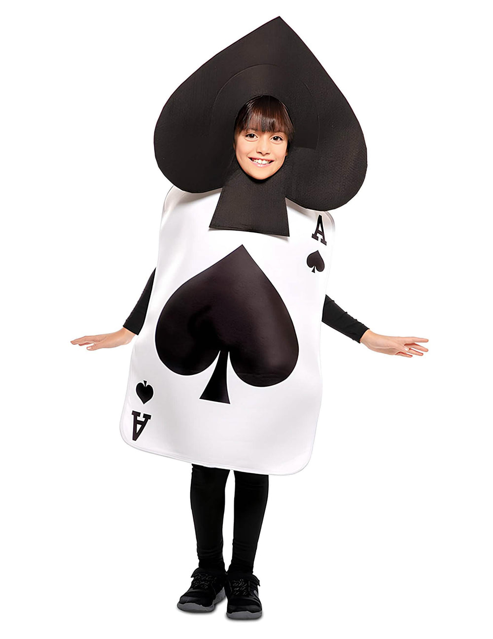 Costum As de pică pentru copil alb și negru cu coifură