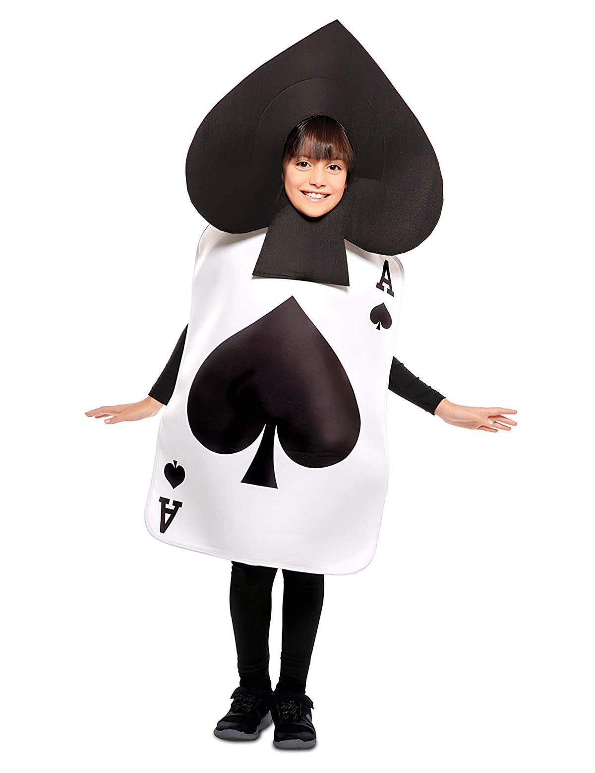 Costum As de pică pentru copil alb și negru cu coifură