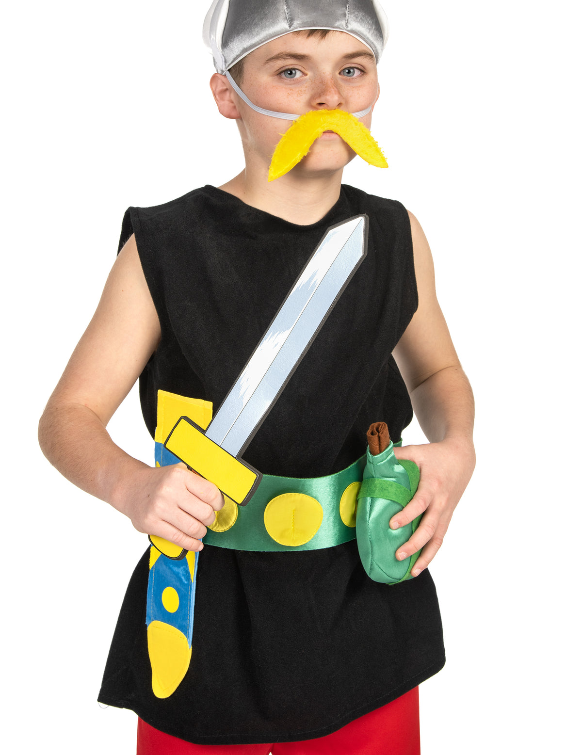 Déguisement Astérix pour enfant avec casque et moustache jaune