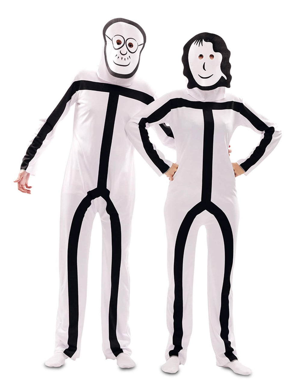 Déguisement Stickman pour adulte blanc et noir avec masques