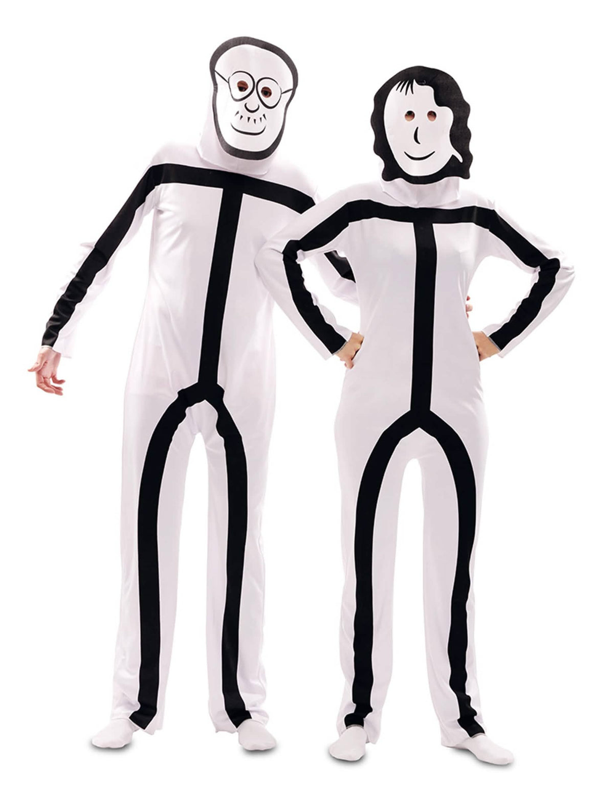 Déguisement Stickman pour adulte blanc et noir avec masques