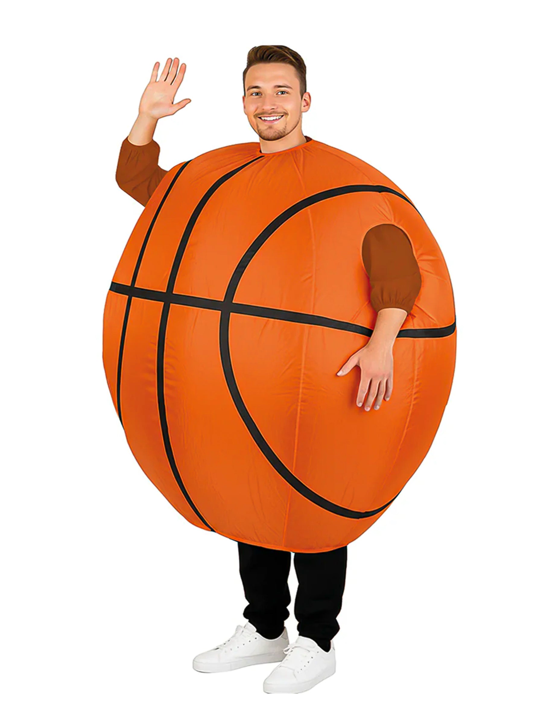 Déguisement ballon de basket gonflable pour adulte orange et noir