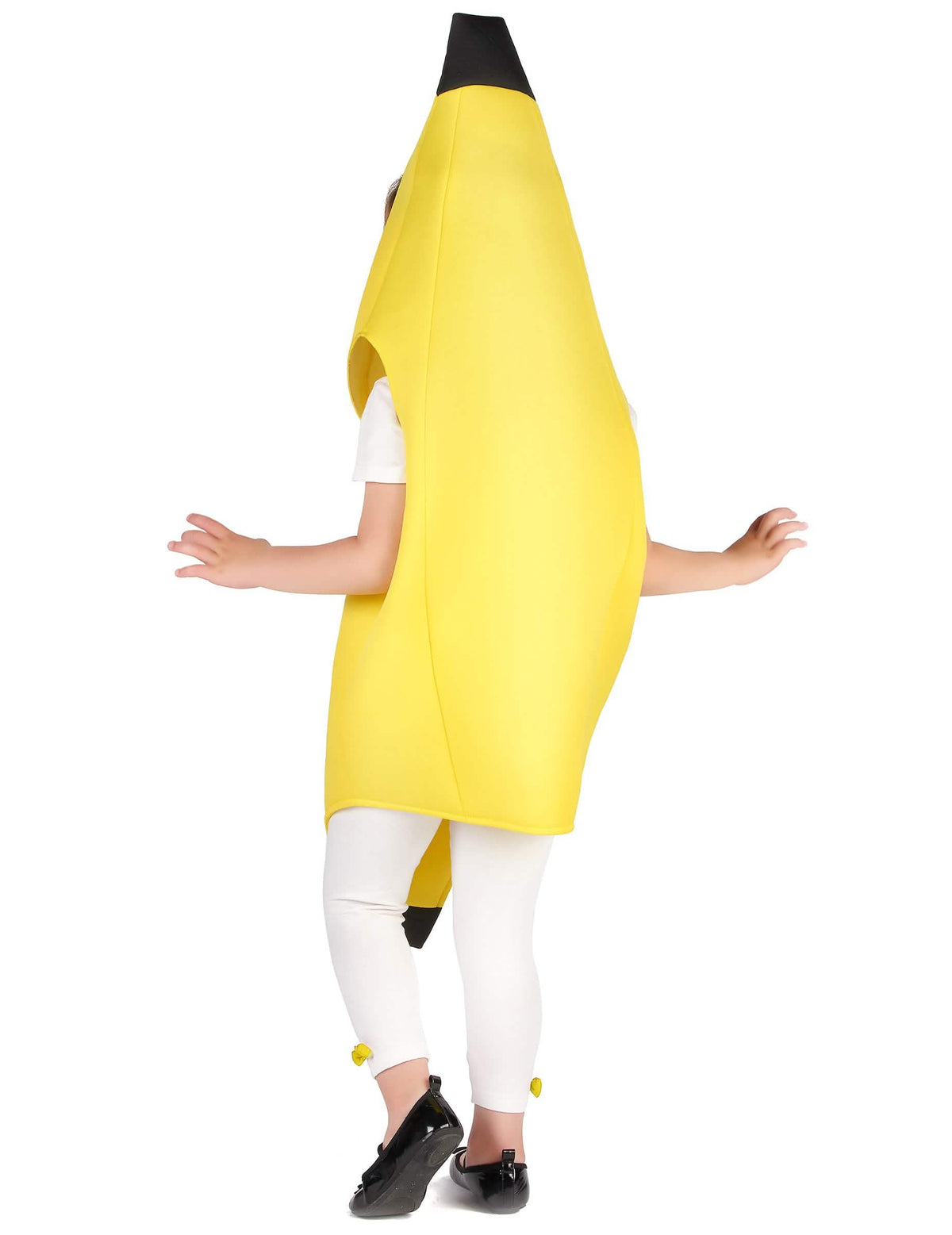 Vedere din trei sferturi din spate a costumului banană pentru copil