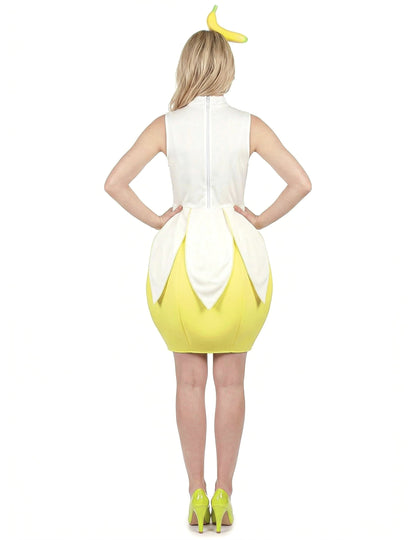 Vue de dos du déguisement de banane pour femme
