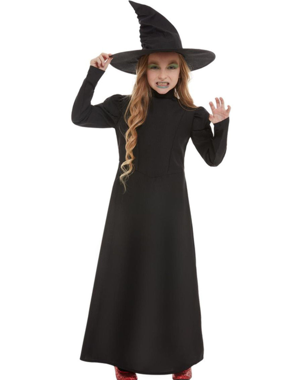 Déguisement de sorcière noir pour fille avec chapeau