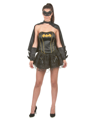 Déguisement Batgirl sexy pour femme noir et jaune avec tutu et masque