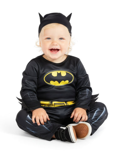 Déguisement Batman™ pour bébé noir et jaune avec coiffe à oreilles