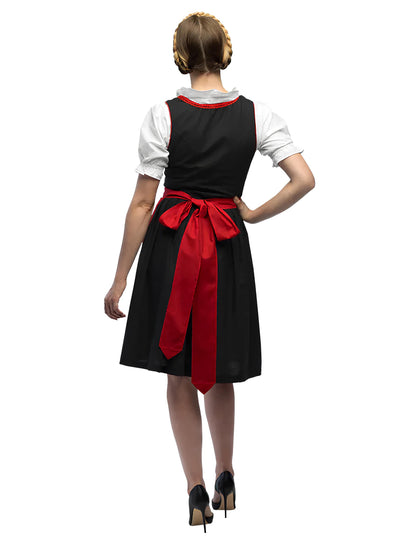 Déguisement Bavaroise noir à broderies rouges femme