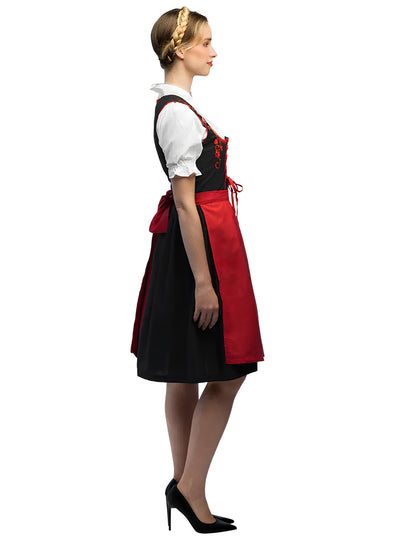 Déguisement Bavaroise noir à broderies rouges femme