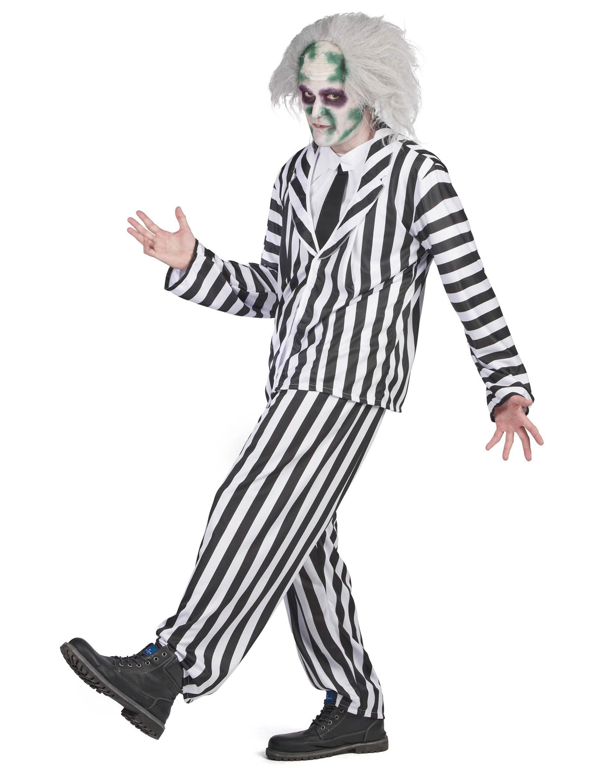 Vedere din profil a costumului Beetlejuice pentru bărbat