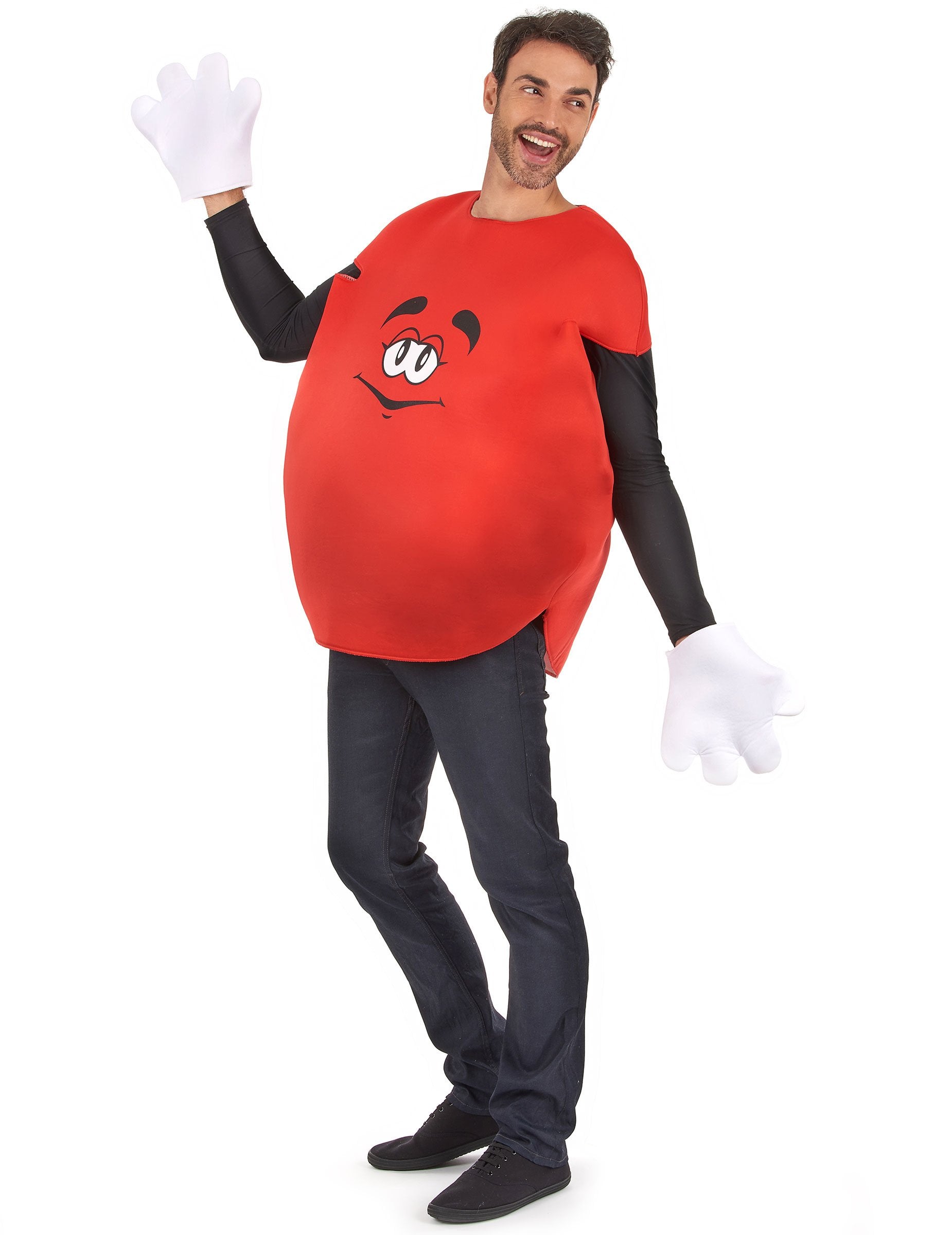 Vue de profil du déguisement bonbon rouge