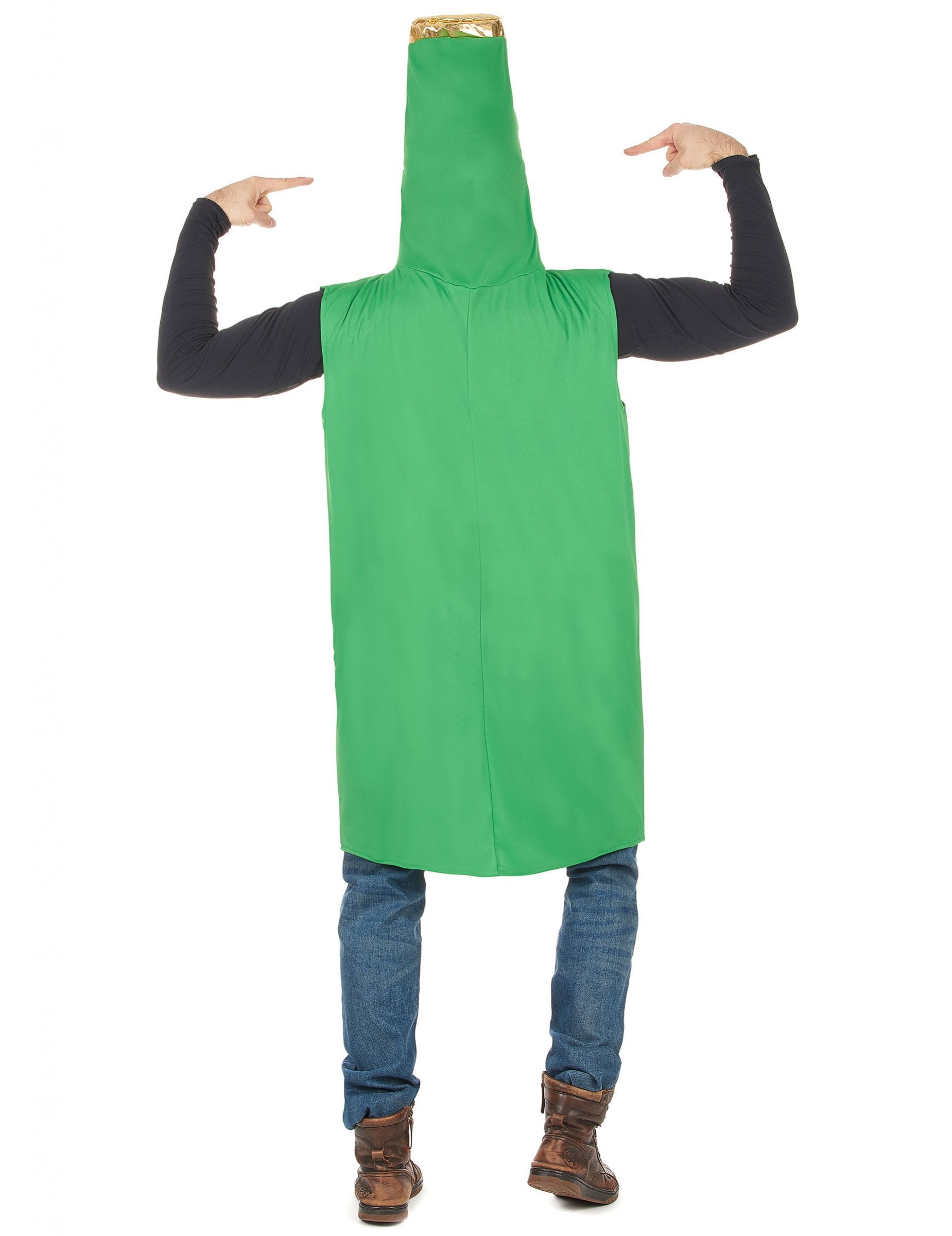 Vedere din spate a costumului sticlă de bere pentru adult