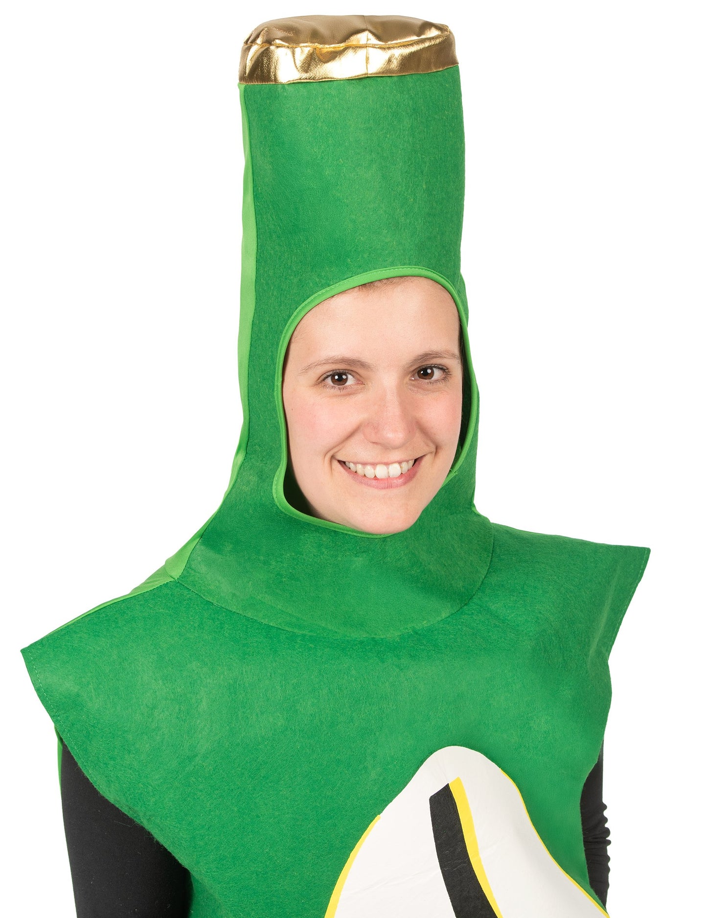 Prim-plan pe cagula costumului sticlă de bere pentru adult