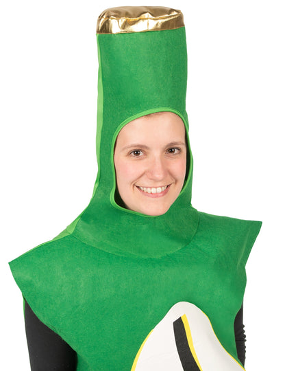 Prim-plan pe cagula costumului sticlă de bere pentru adult