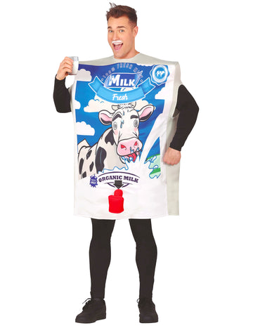 Costum de cutie de lapte amuzant pentru adult