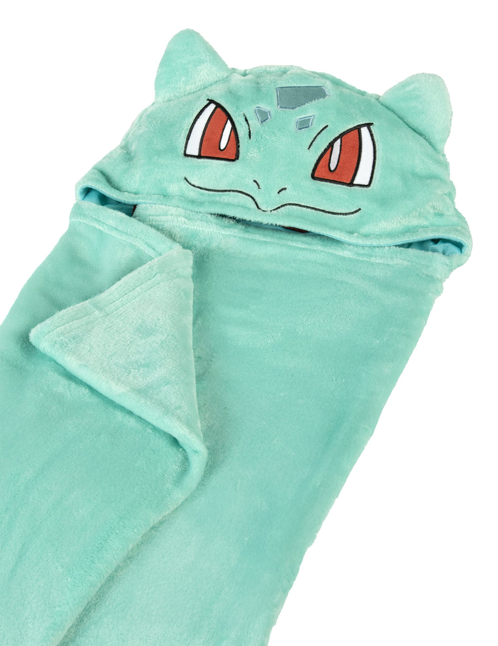 Détail de la capuche du déguisement plaid polaire à capuche Bulbizarre Pokémon