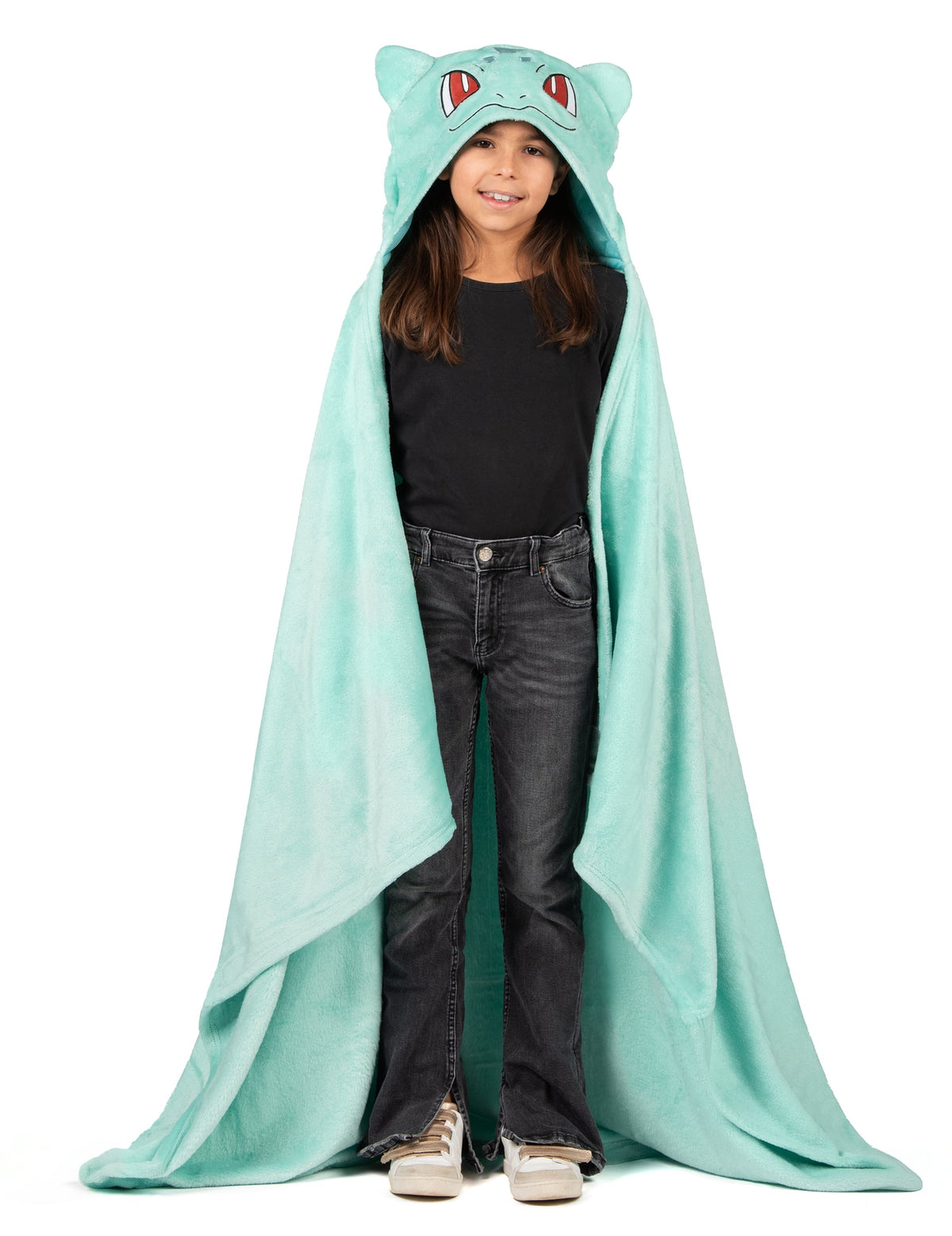 Déguisement plaid polaire à capuche Bulbizarre Pokémon pour enfant vert d'eau