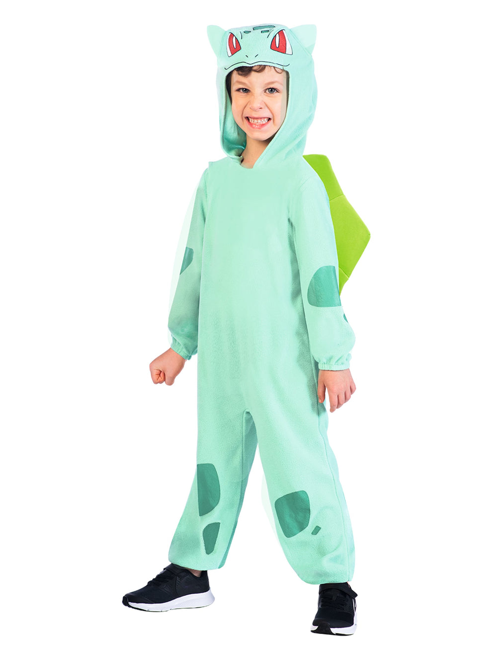 Déguisement Bulbizarre Pokémon pour enfant vert avec capuche et bulbe dorsal