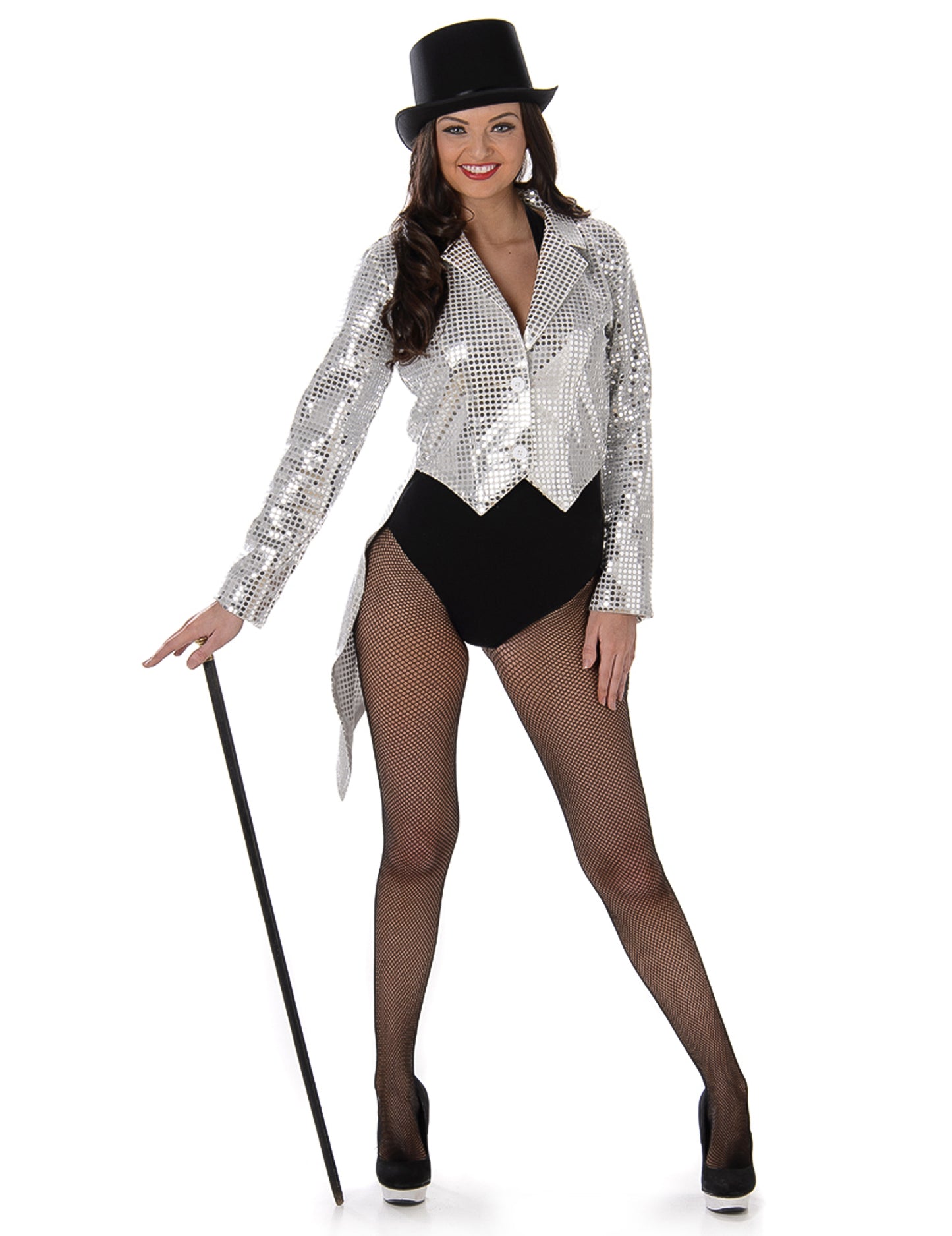 Déguisement cabaret pour femme argent à paillettes