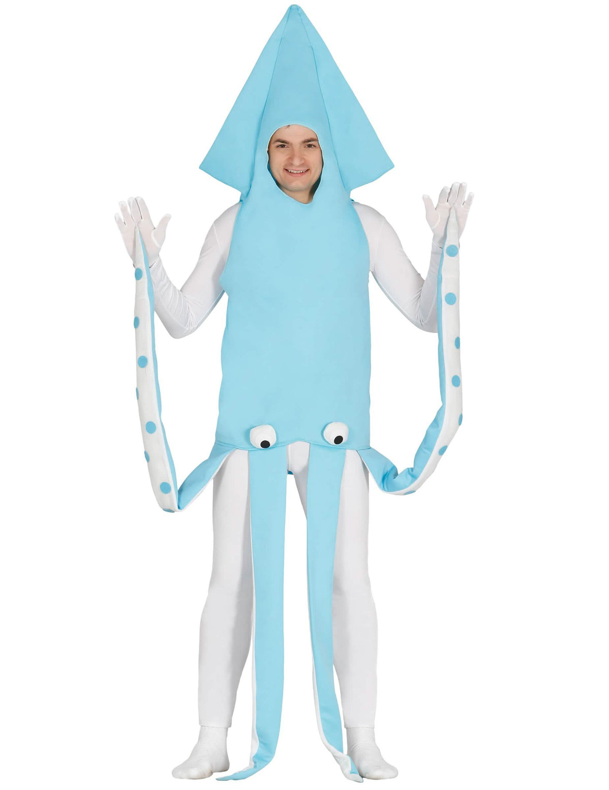 Costum de calamar pentru adult albastru cu tentacule