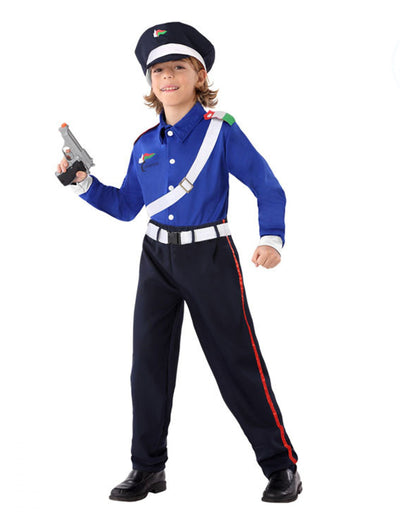 Costum de carabinier pentru băiat, albastru și negru, cu chipiu