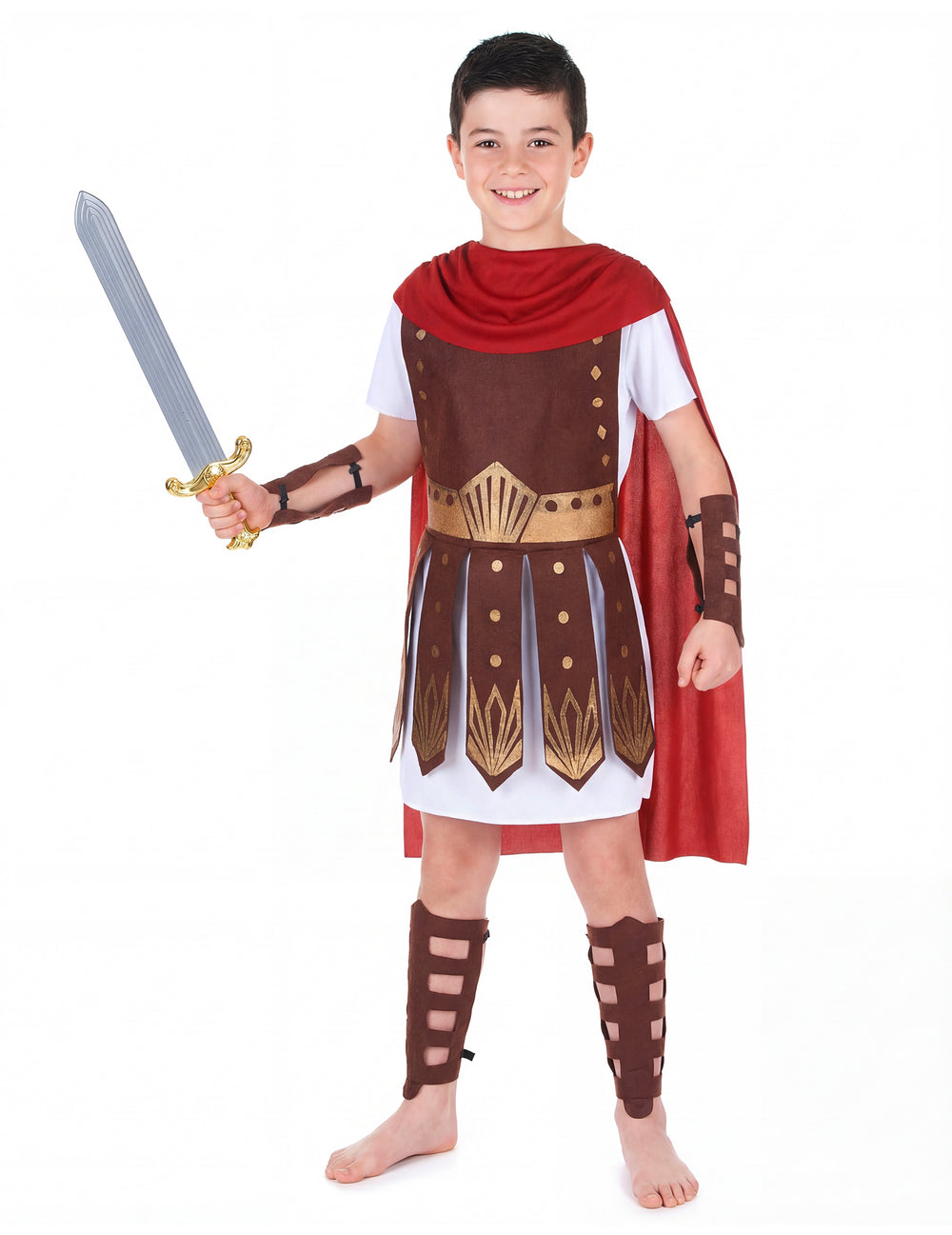 Vue de trois-quarts face du déguisement centurion romain pour garçon
