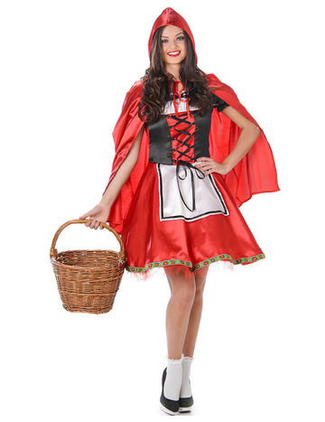 Femeie clasică cu costum de chaperon roșu