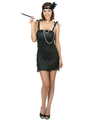 Costum negru Charleston cu franjuri pentru femei