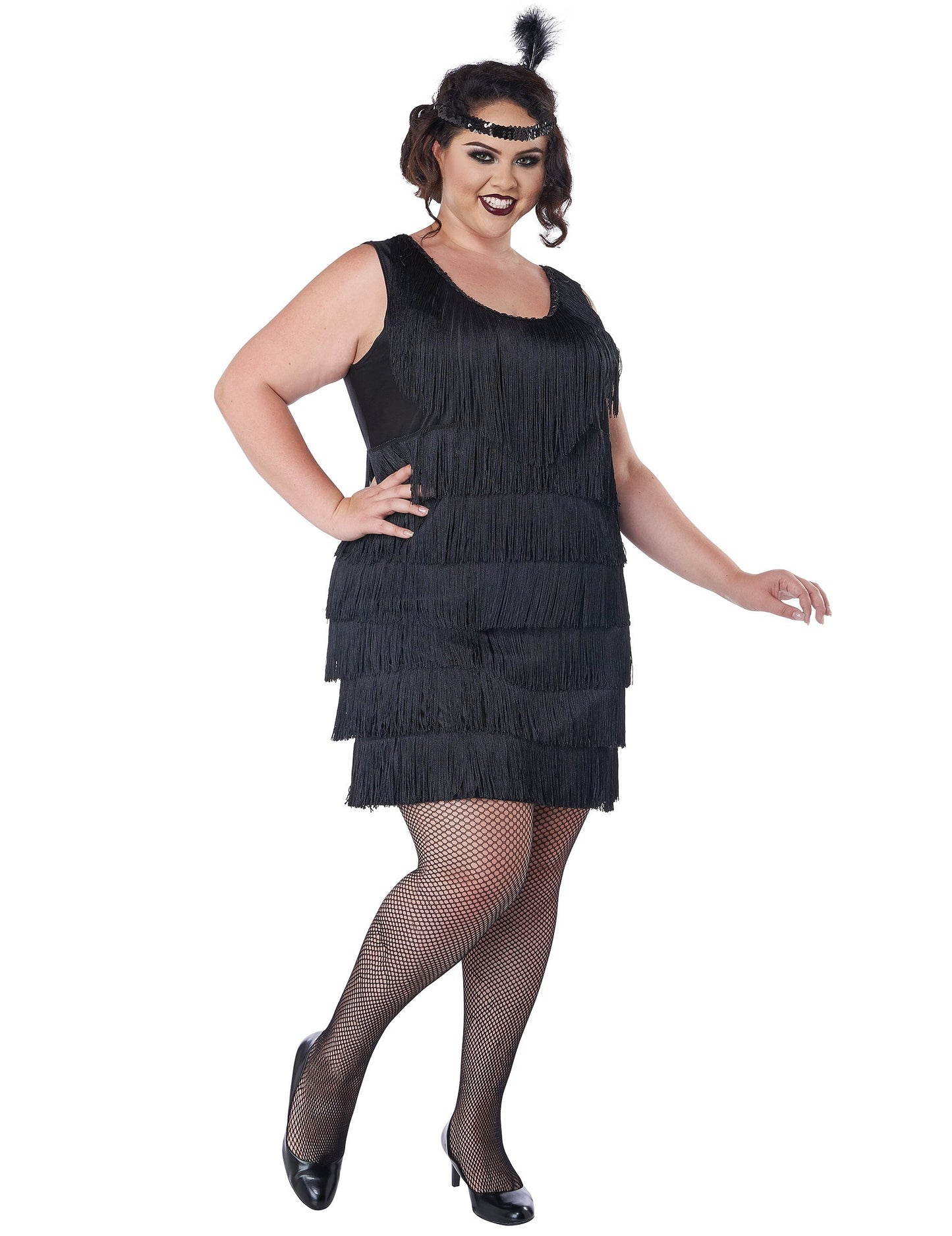 Costum Charleston negru strălucitor de damă