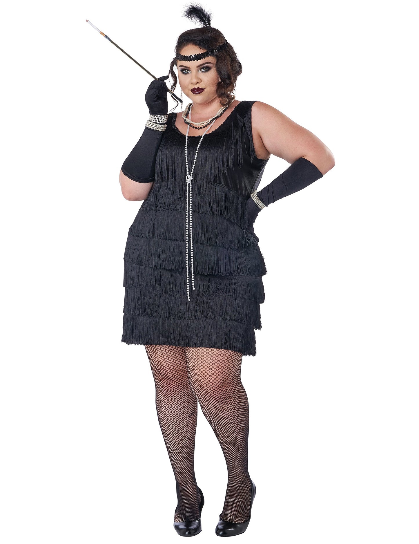 Costum Charleston negru strălucitor de damă