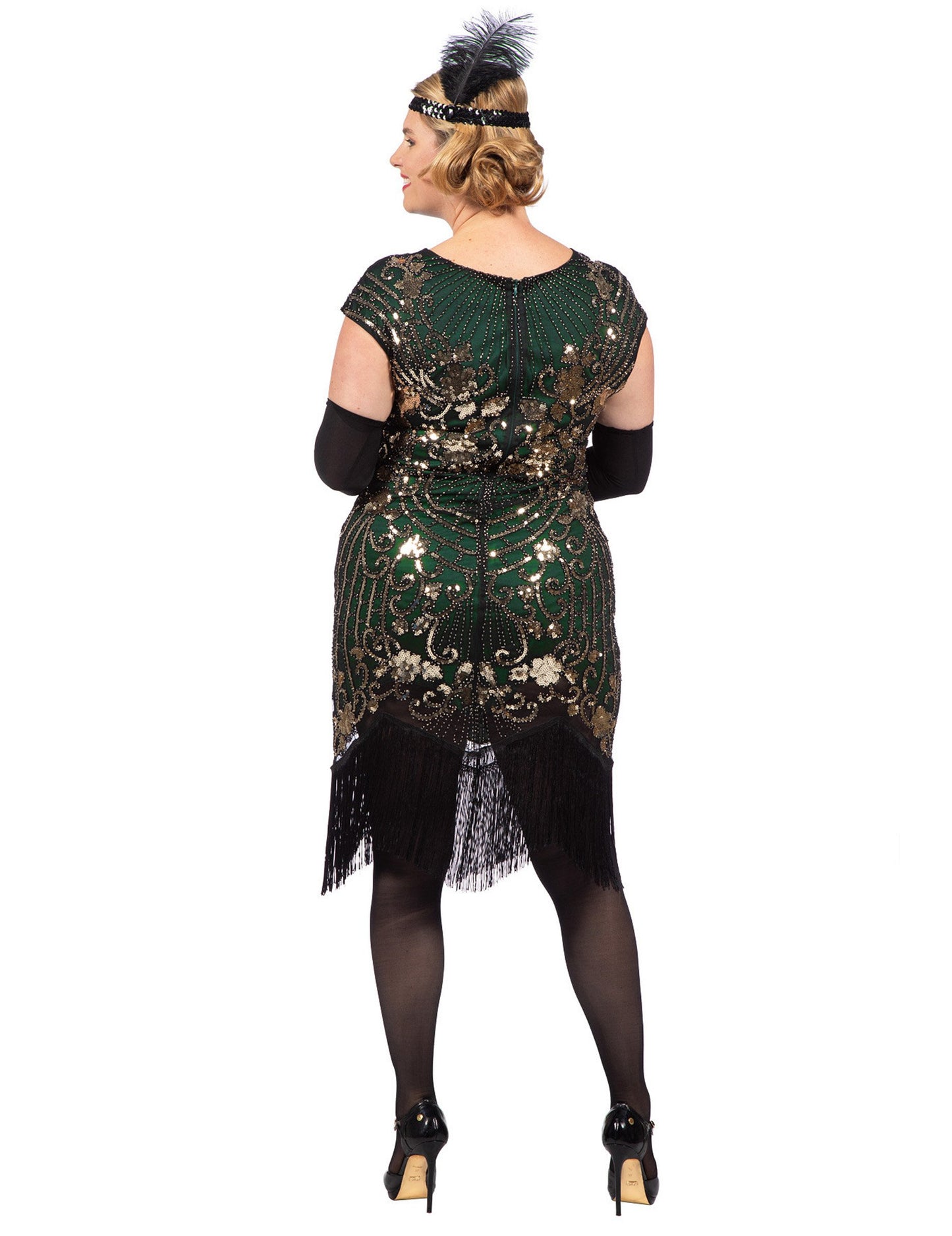 Costum Charleston de lux cu paiete verzi pentru femeie