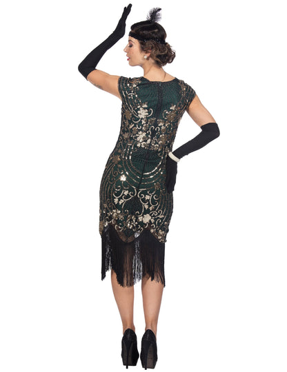 Costum Charleston de lux cu paiete verzi pentru femeie