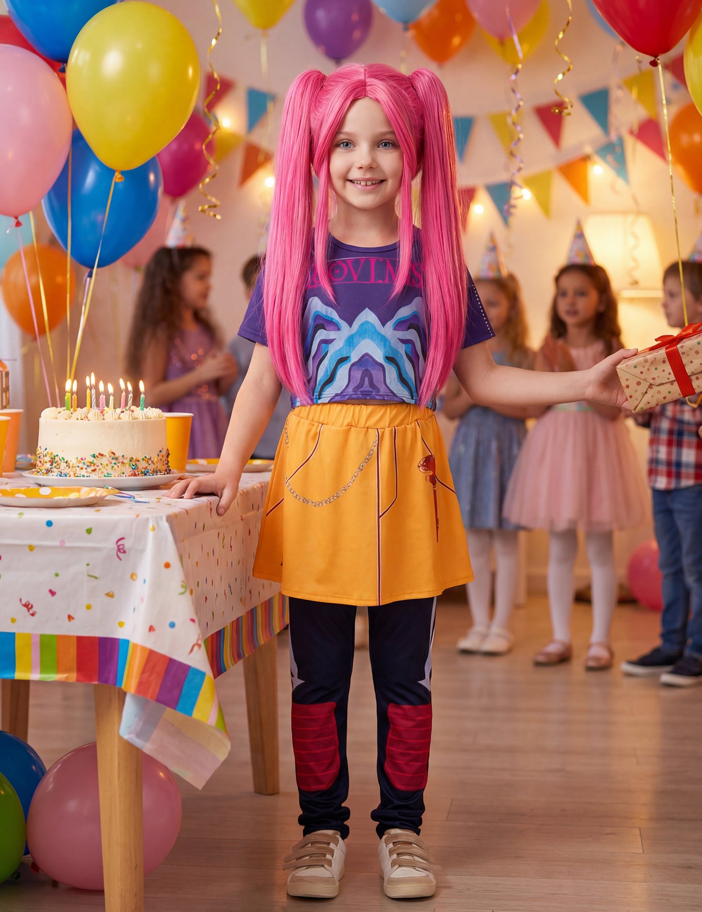 Costum Vânătoare de demoni Kpop cu fustă pentru fată 