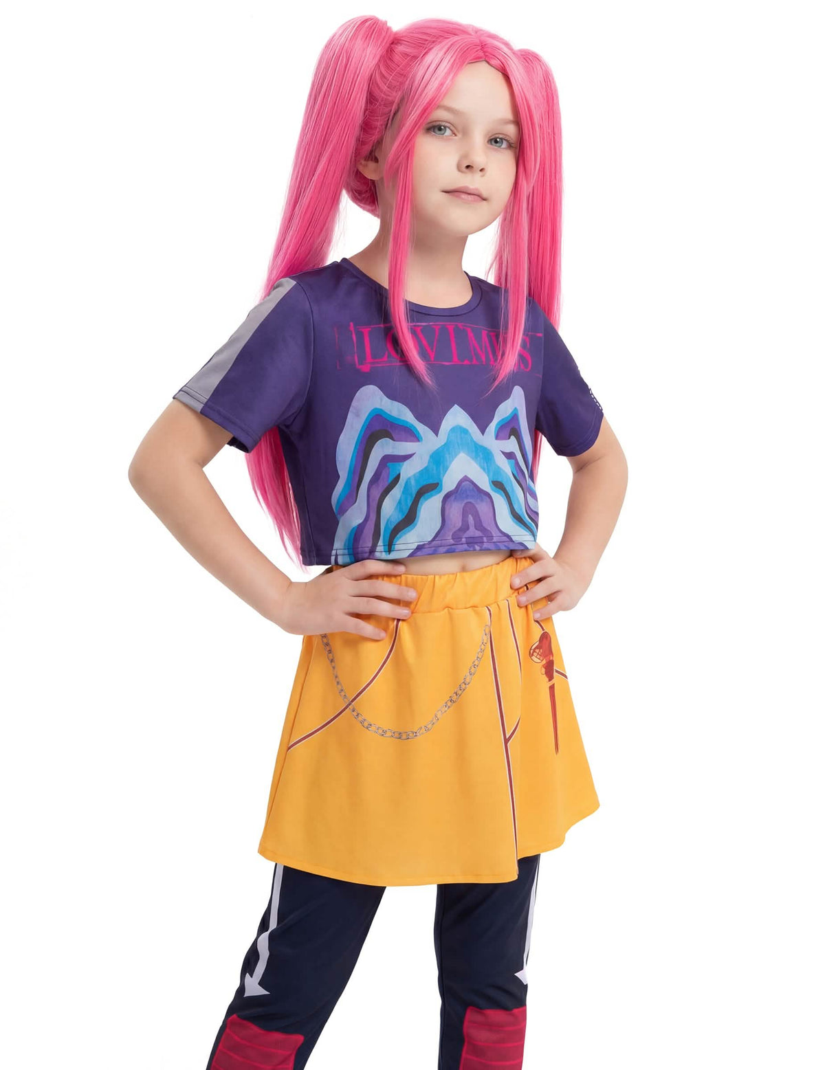 Costum Vânătoare de demoni Kpop cu fustă pentru fată 