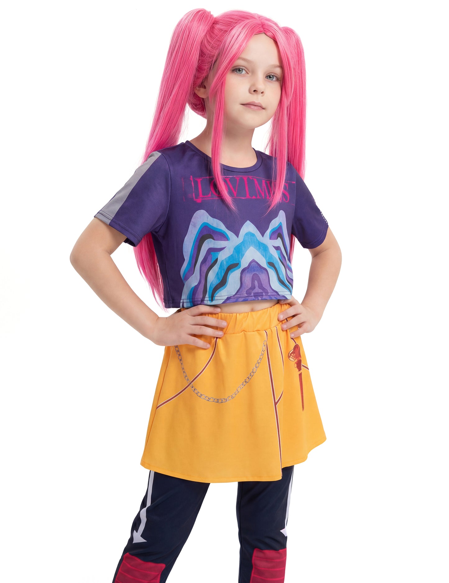 Costum Vânătoare de demoni Kpop cu fustă pentru fată 