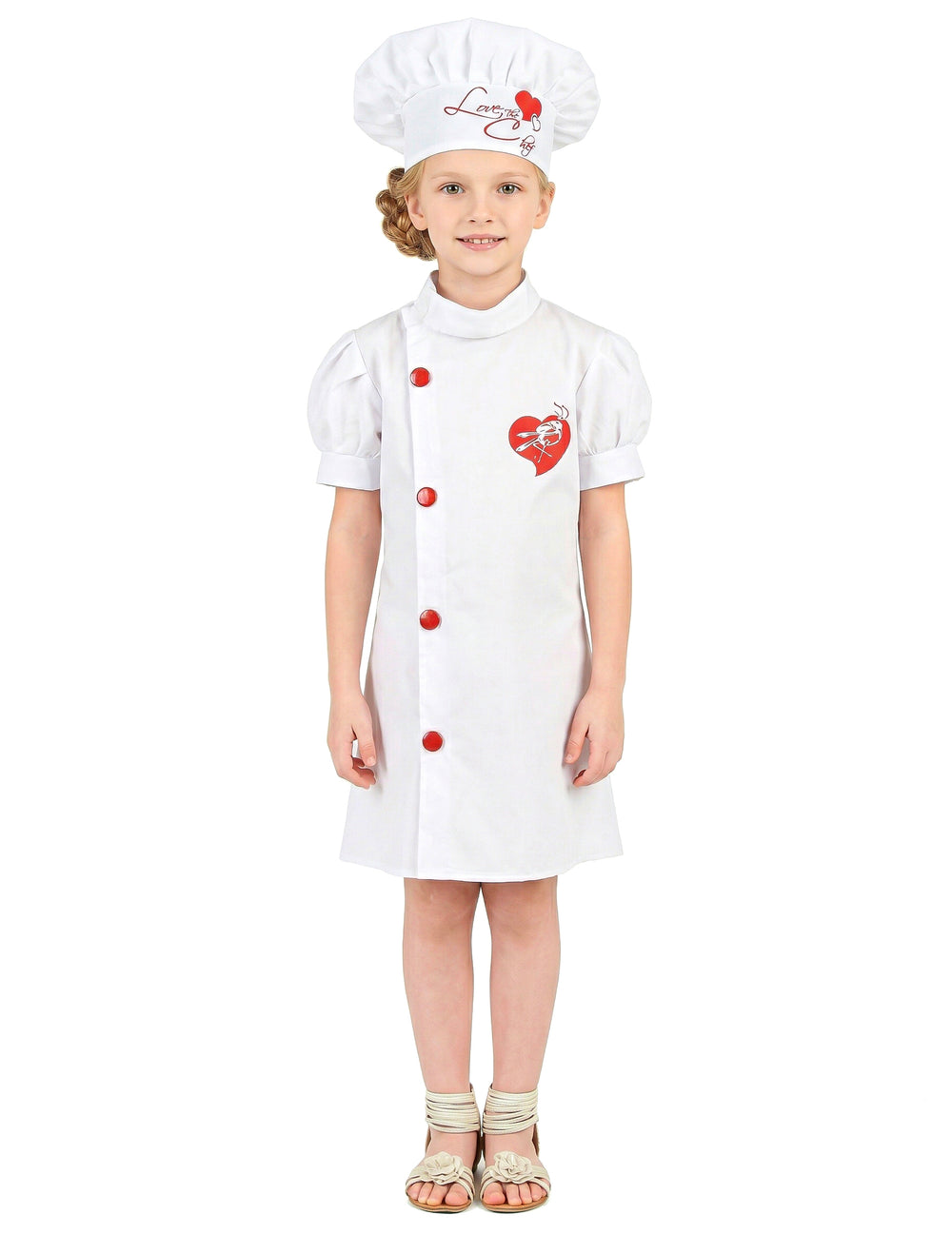 Vue de face du déguisement de chef cuisinier pour fille