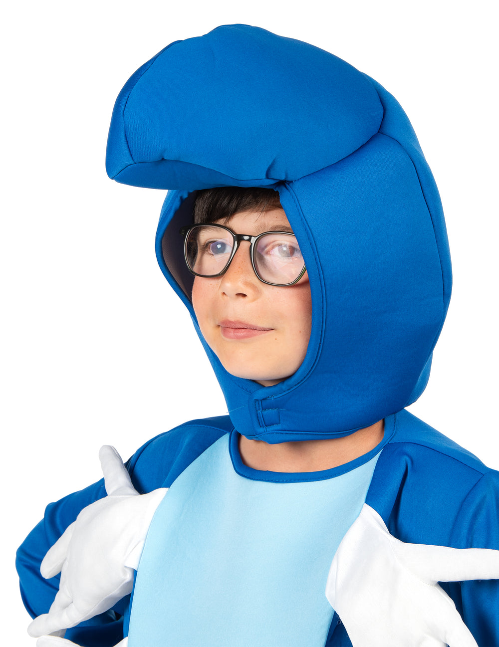 Gros plan sur la coiffe du déguisement de chenille pour enfant