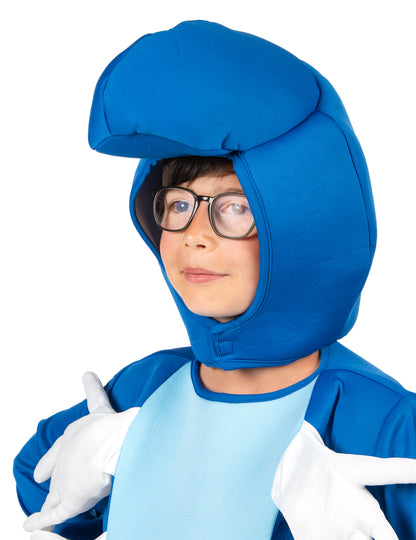 Gros plan sur la coiffe du déguisement de chenille pour enfant