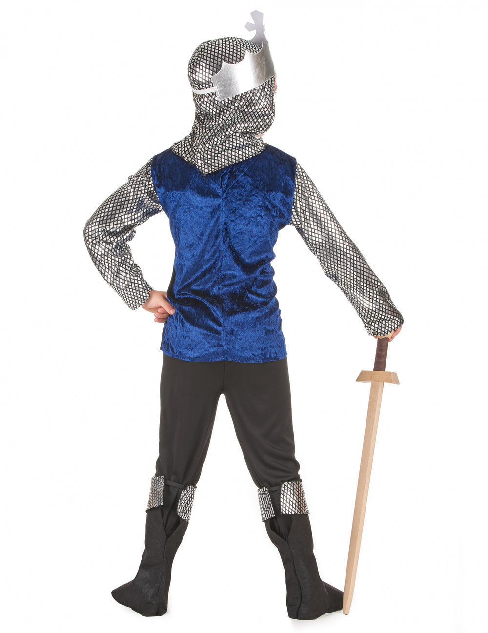 Vue de dos du déguisement de chevalier bleu nuit