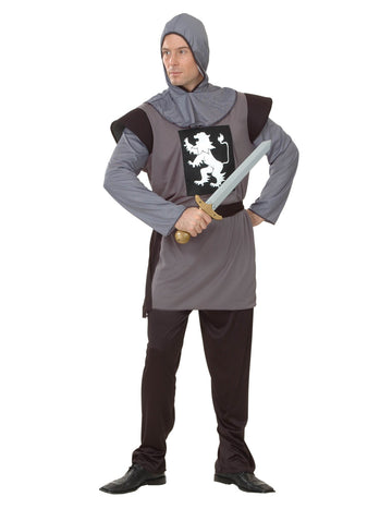 Cavalerul medieval deghizare pentru bărbați gri